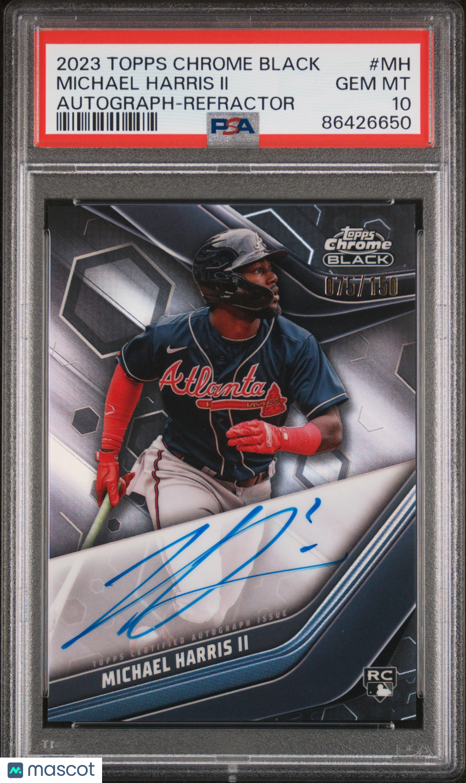 Michael Harris II 2023 Topps Chrome Black Autographs #MH Refractor PSA 10