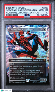 2025 Magic The Gathering Marvel's Spider-Man Spectacular Spider-Man Costume Change-Text Foil PSA 10 #0239