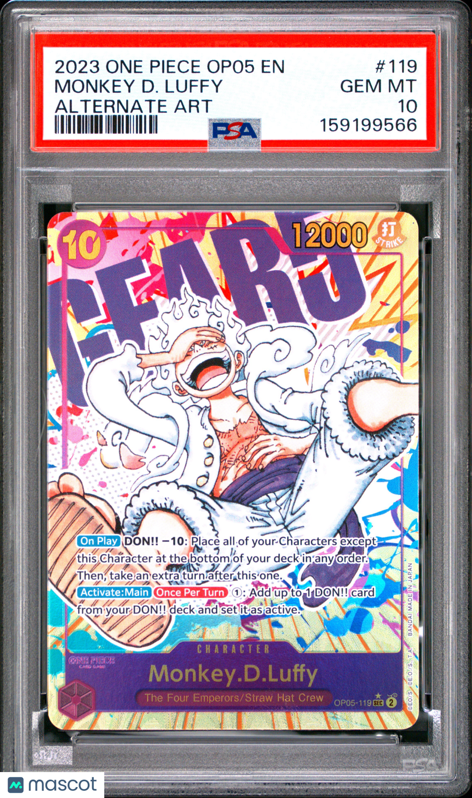 2023 One Piece Op05-Awakening Of The New Era Monkey D. Luffy Alternate Art PSA 10 #119