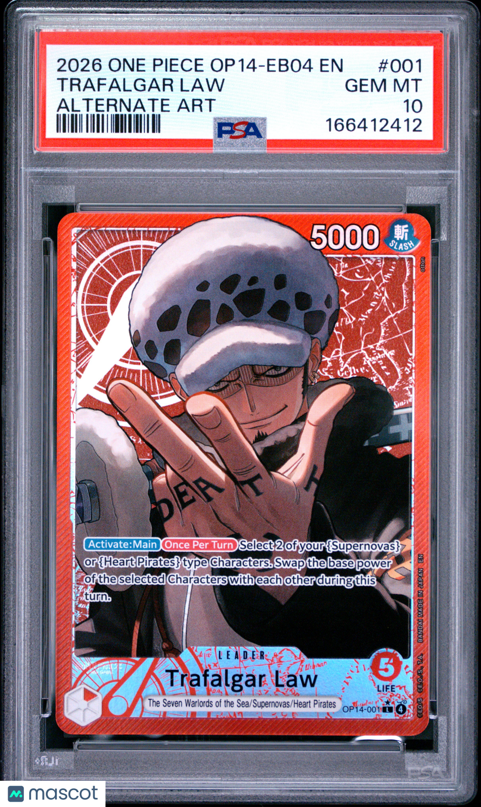2026 One Piece Op14-Eb04-The Azure Sea's Seven Trafalgar Law Alternate Art PSA 10 #001