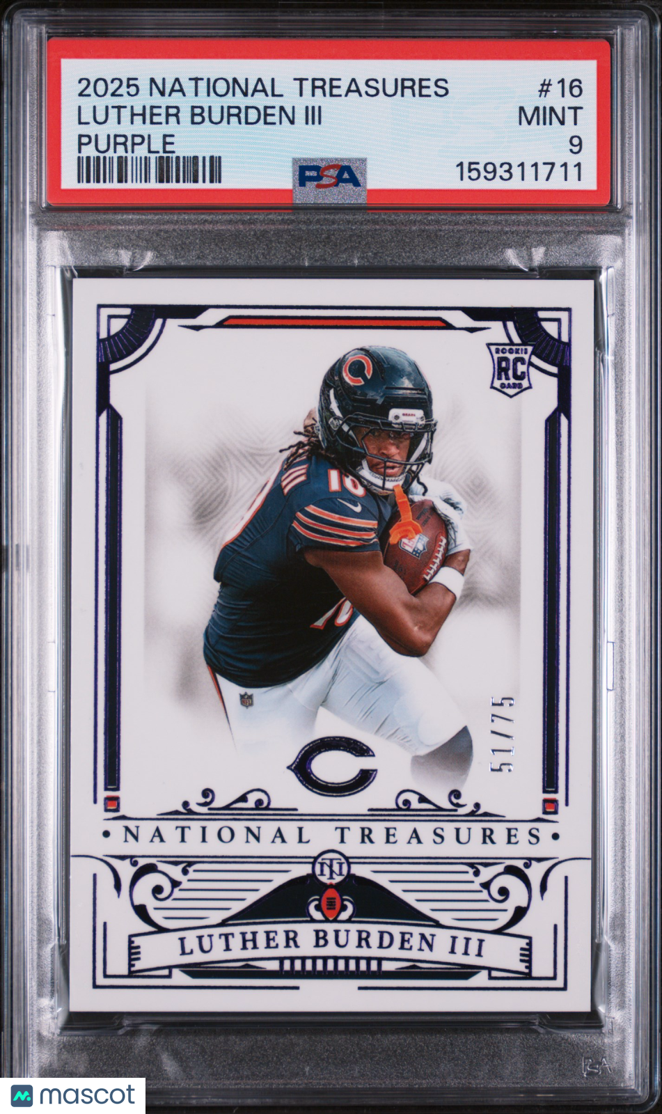 Luther Burden III 2025 Panini National Treasures #16 Purple /75 PSA 9