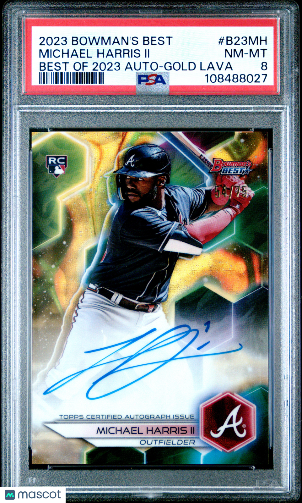 Michael Harris II 2023 Bowman's Best Best Of 2023 Autographs #B23MH Gold Lava PSA 8