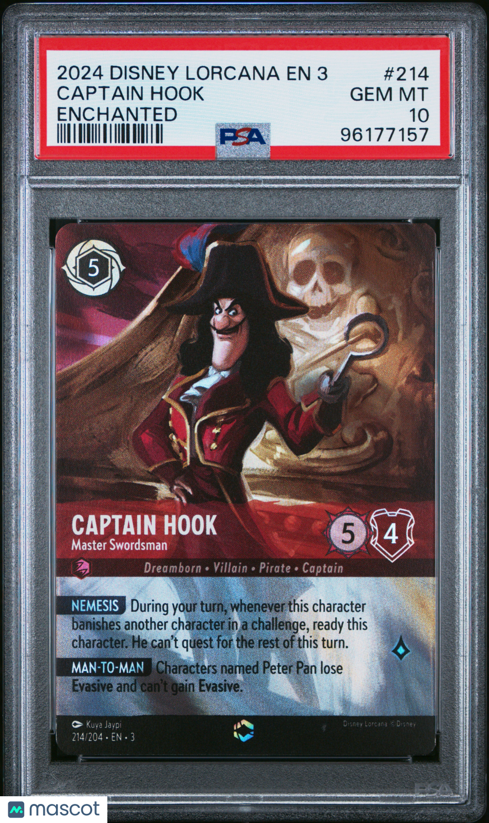 2024 Disney Lorcana EN 3-Into The Inklands Captain Hook Enchanted PSA 10 #214