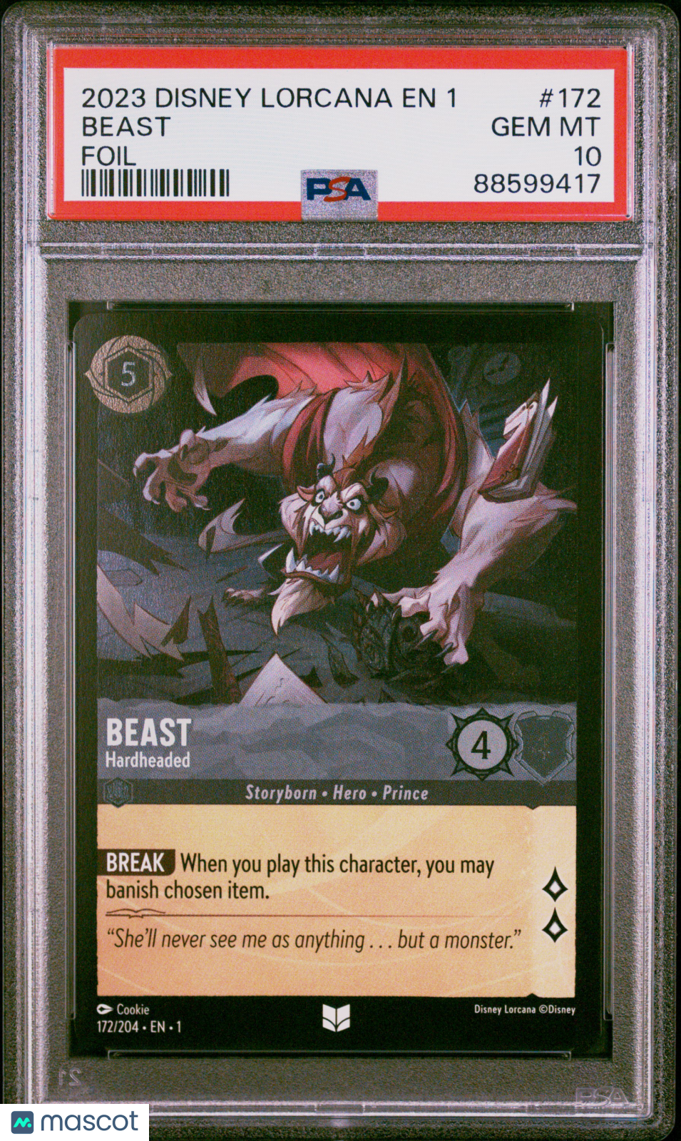 2023 Disney Lorcana EN 1-The First Chapter Beast Foil PSA 10 #172