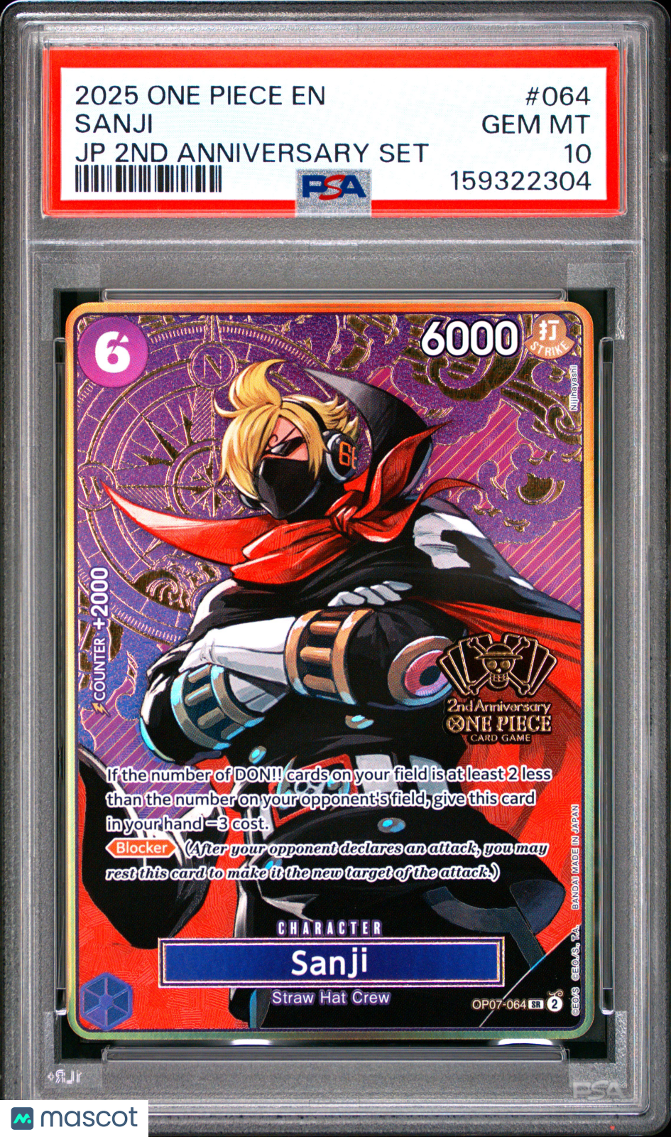 2025 One Piece Japanese 2ND Anniversary Set Sanji Japanese PSA 10 #064