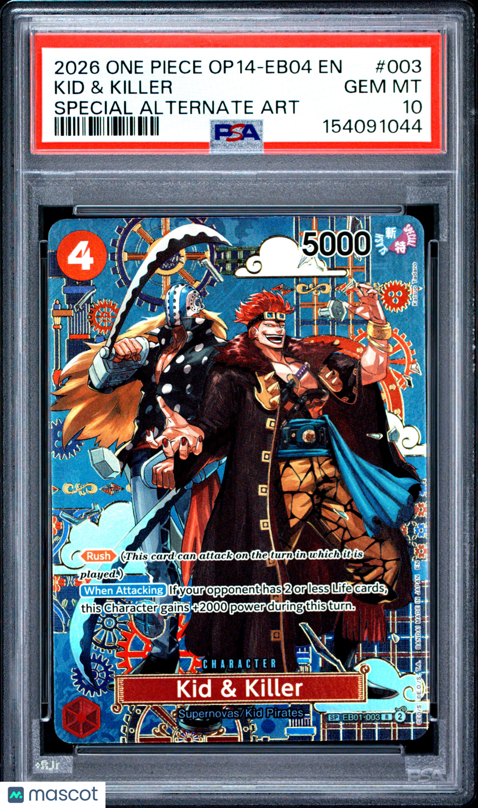 2026 One Piece Op14-Eb04-The Azure Sea's Seven Kid & Killer Special Alternate Art PSA 10 #003