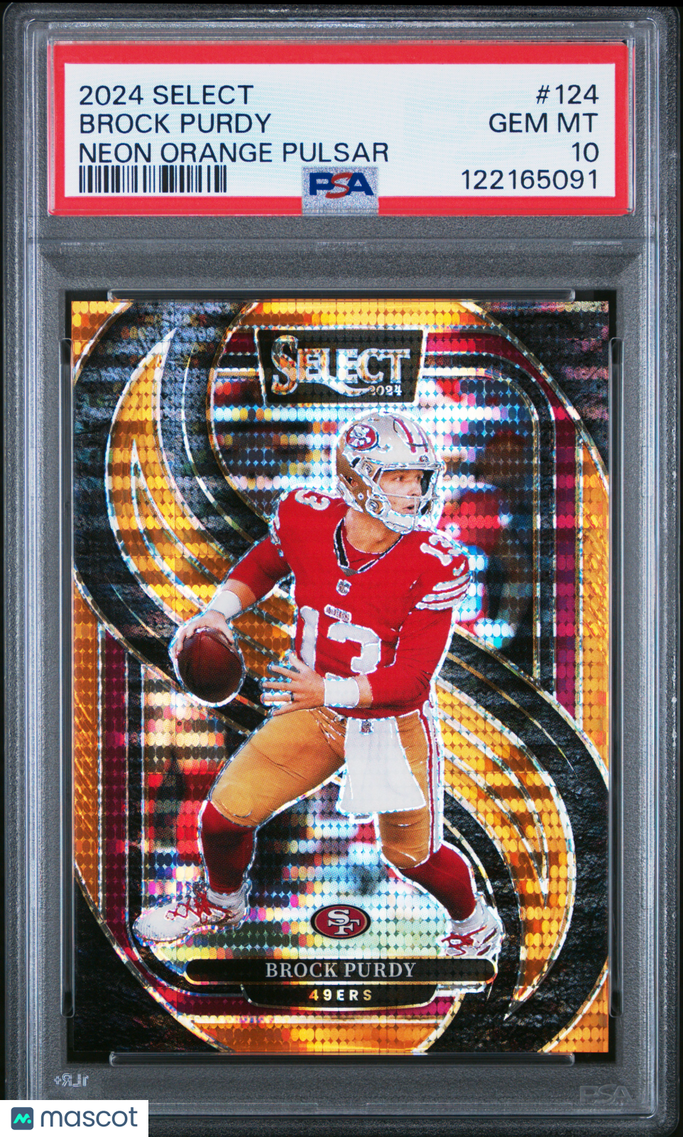 Brock Purdy 2024 Panini Select #124 Neon Orange Pulsar PSA 10