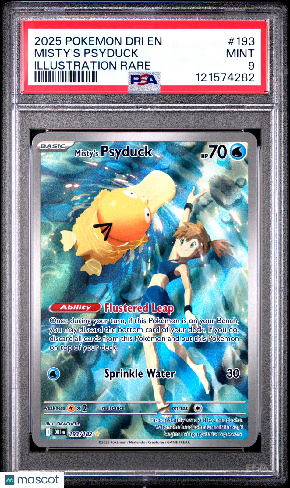 2025 Pokemon Dri EN-Destined Rivals Misty's Psyduck Illustration Rare PSA 9 #193