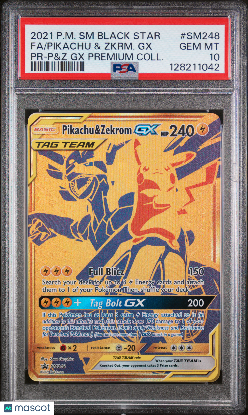2021 Pokemon SM Black Pikachu & Zkrm. GX Premium Coll. Fa PSA 10 #SM248