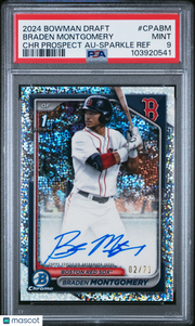 Braden Montgomery 2024 Bowman Draft Chrome Prospect Autographs #CPABM Sparkle Ref /71 PSA 9