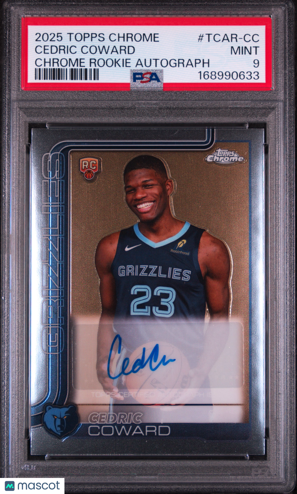 Cedric Coward 2025 Topps Chrome Chrome Rookie Autographs #TCAR-CC PSA 9