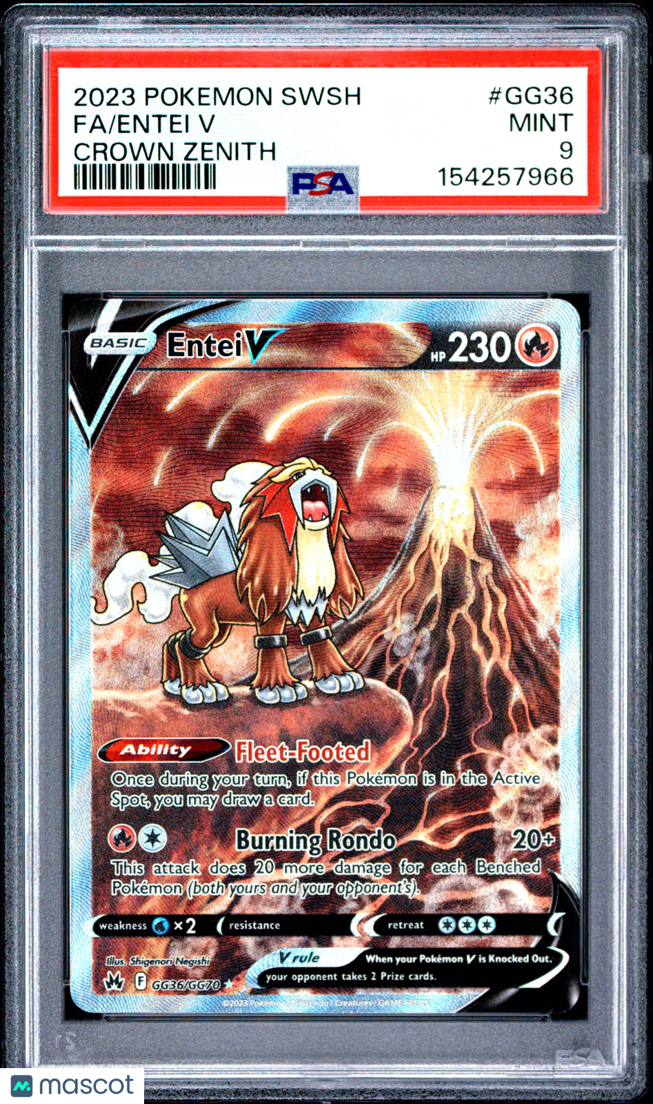 2023 Pokemon Sword And Shield Crown Zenith Entei V Crown Zenith Fa PSA 9 #GG36