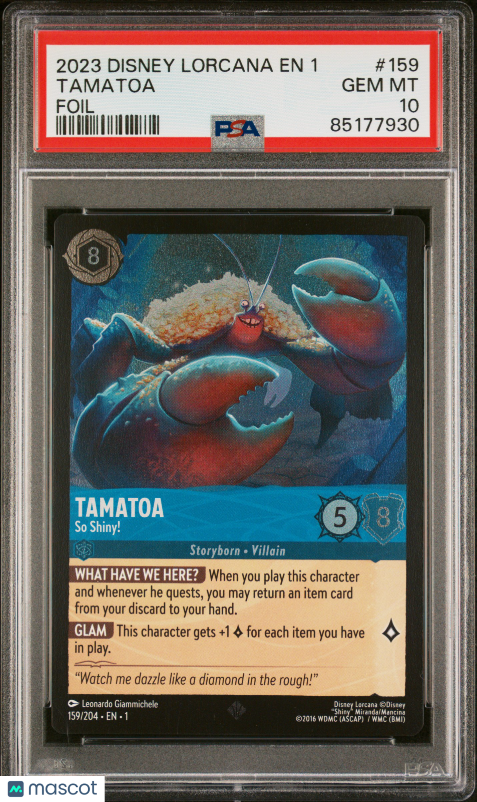 2023 Disney Lorcana EN 1-The First Chapter Tamatoa Foil PSA 10 #159