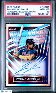 Ronald Acuna JR. 2023 Topps Finest Finest Headliners Autographs #FHARA /50 PSA 10