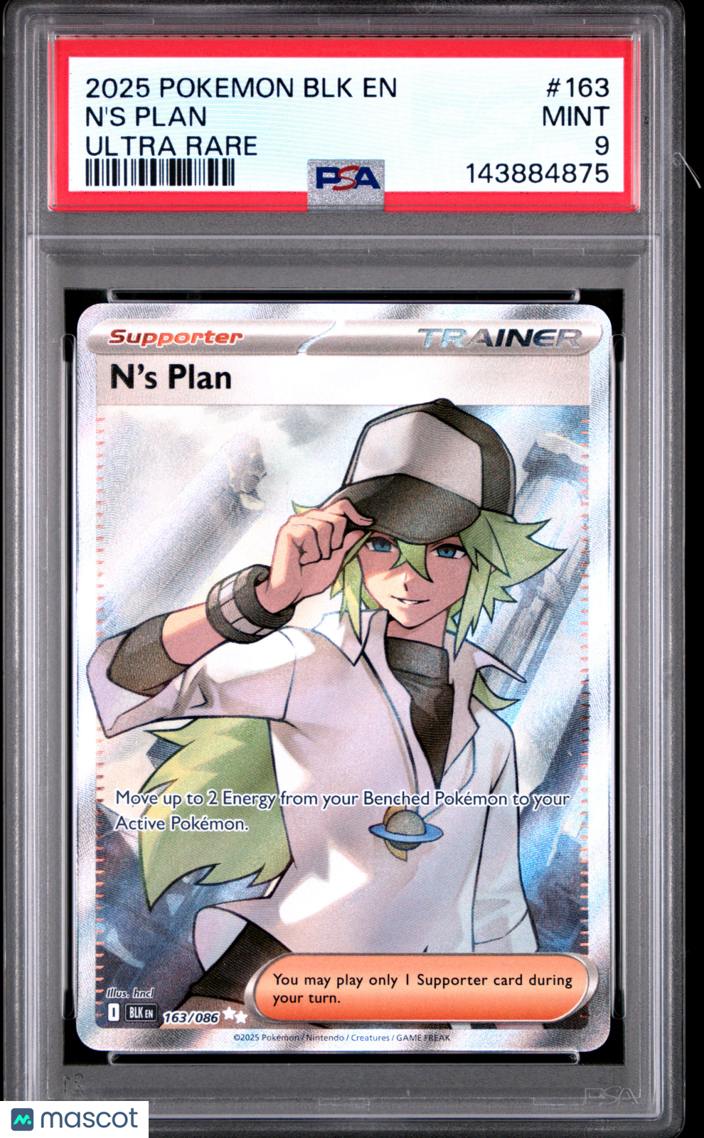 2025 Pokemon BLK EN-Black Bolt N'S Plan Ultra Rare PSA 9 #163