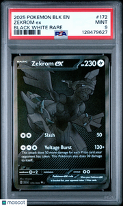 2025 Pokemon BLK EN-Black Bolt Zekrom EX Black White Rare PSA 9 #172