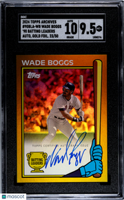 Wade Boggs 2024 Topps Archives #90BLA-WB '90 Batting Leaders Autograph Gold Foilboard 50 SGC 9.5 Auto 10