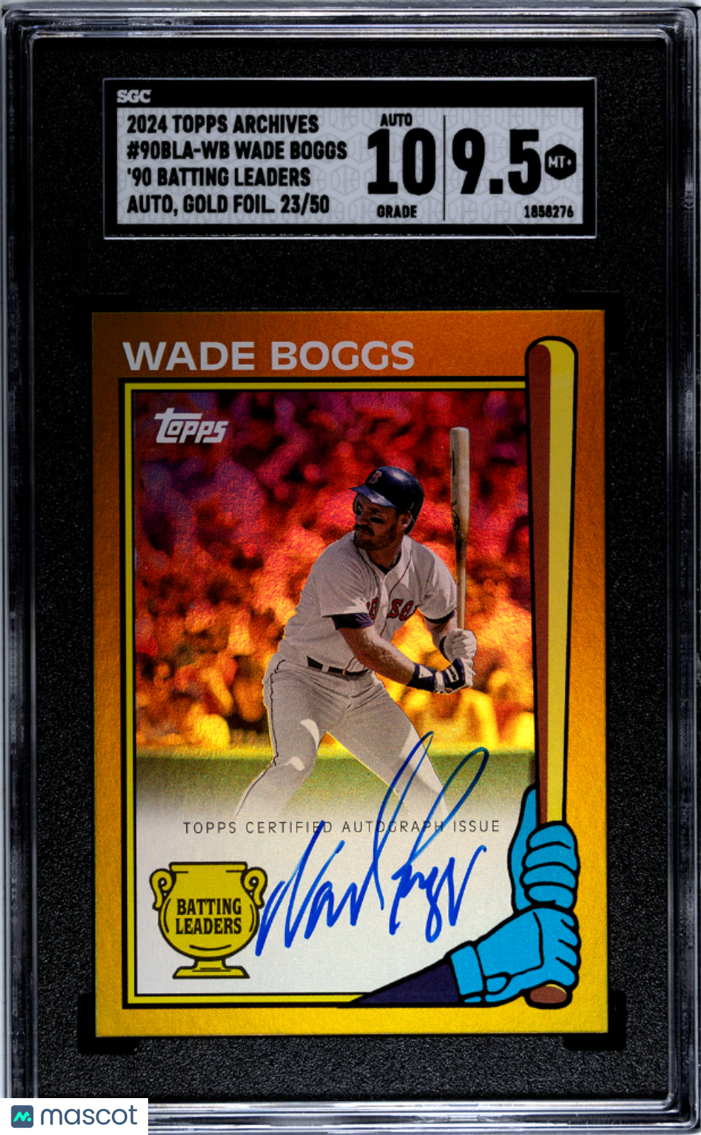 Wade Boggs 2024 Topps Archives #90BLA-WB '90 Batting Leaders Autograph Gold Foilboard 50 SGC 9.5 Auto 10