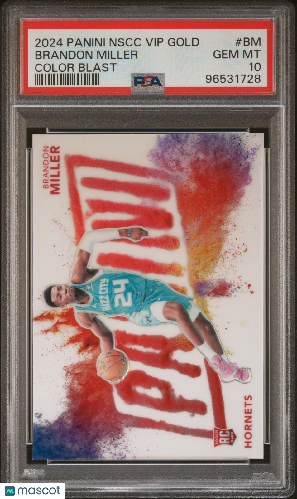 Brandon Miller 2024 Panini National Sports Collectors Convention Vip Gold Color Blast #BM PSA 10