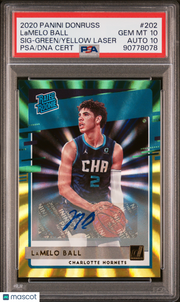 Lamelo Ball 2020 Panini Donruss #202 SIG Green Yellow Laser PSA 10 Auto 10