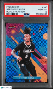 Stephon Castle 2025 Topps Finest #100 Blue X Fractor /99 PSA 10