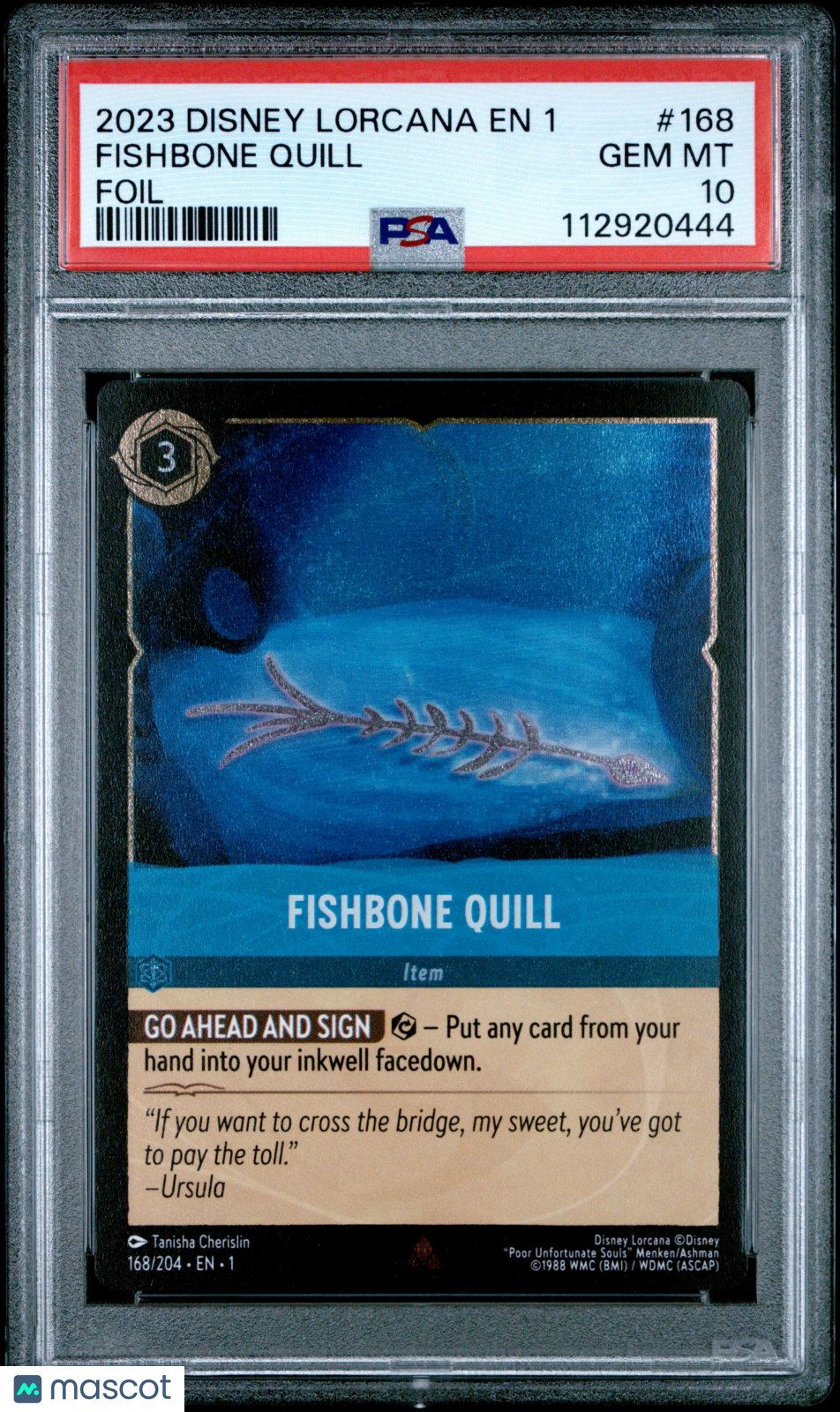 2023 Disney Lorcana EN 1-The First Chapter Fishbone Quill Foil PSA 10 #168
