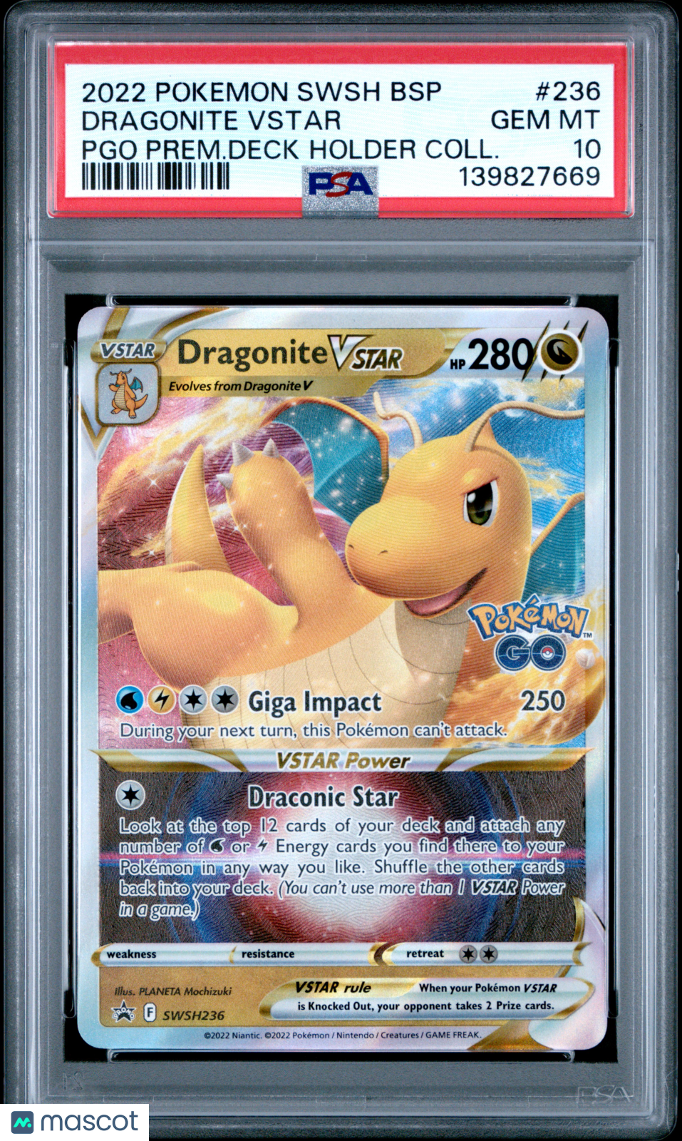 2022 Pokemon Swsh Promo Dragonite VSTAR Pgo Prem.Deck Holder Coll. PSA 10 #236