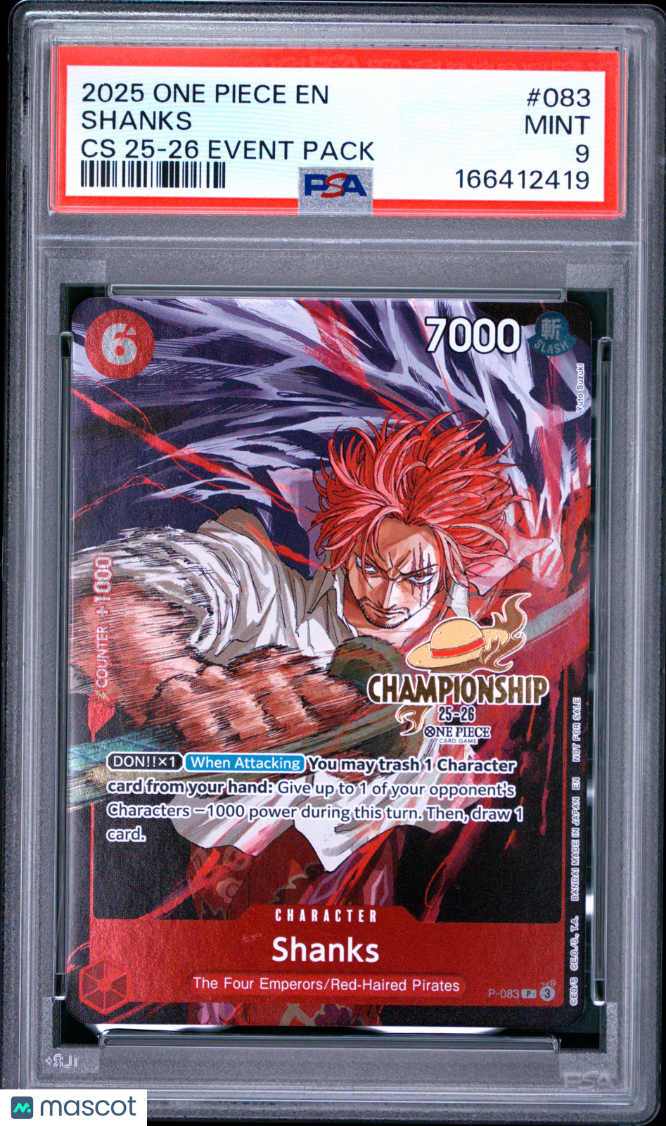 2025 One Piece Championship 2025-26 Event Pack Shanks PSA 9 #083
