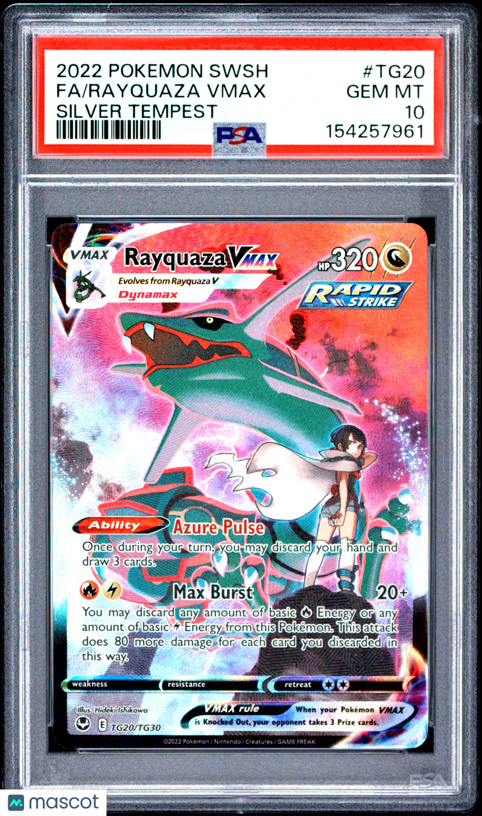 2022 Pokemon Sword & Shield Silver Tempest Rayquaza VMAX Silver Tempest Fa PSA 10 #TG20