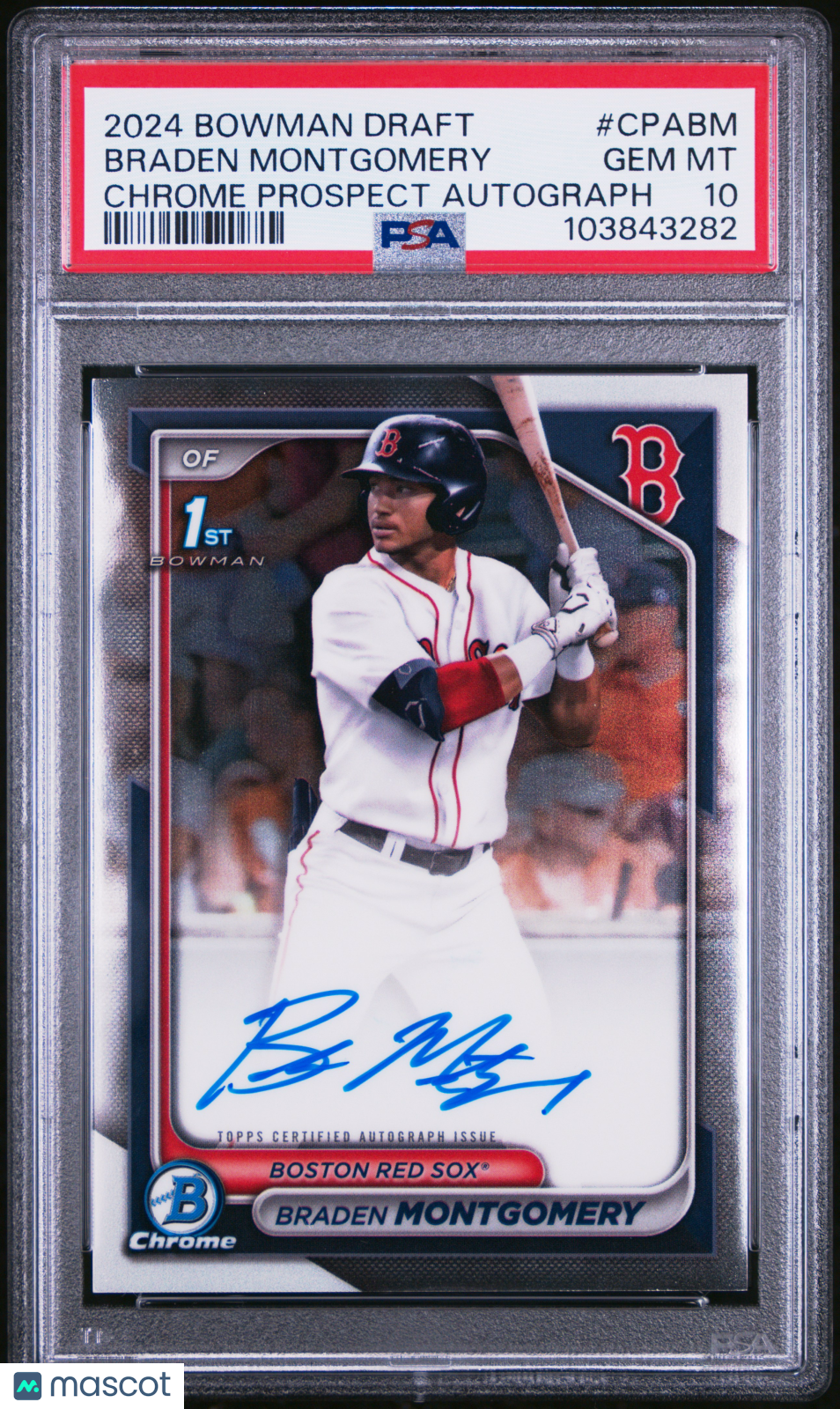 Braden Montgomery 2024 Bowman Draft Chrome Prospect Autographs #CPABM PSA 10