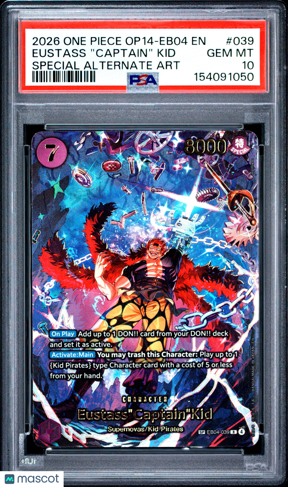 2026 One Piece Op14-Eb04-The Azure Sea's Seven Eustass "captain" Kid Special Alternate Art PSA 10 #039