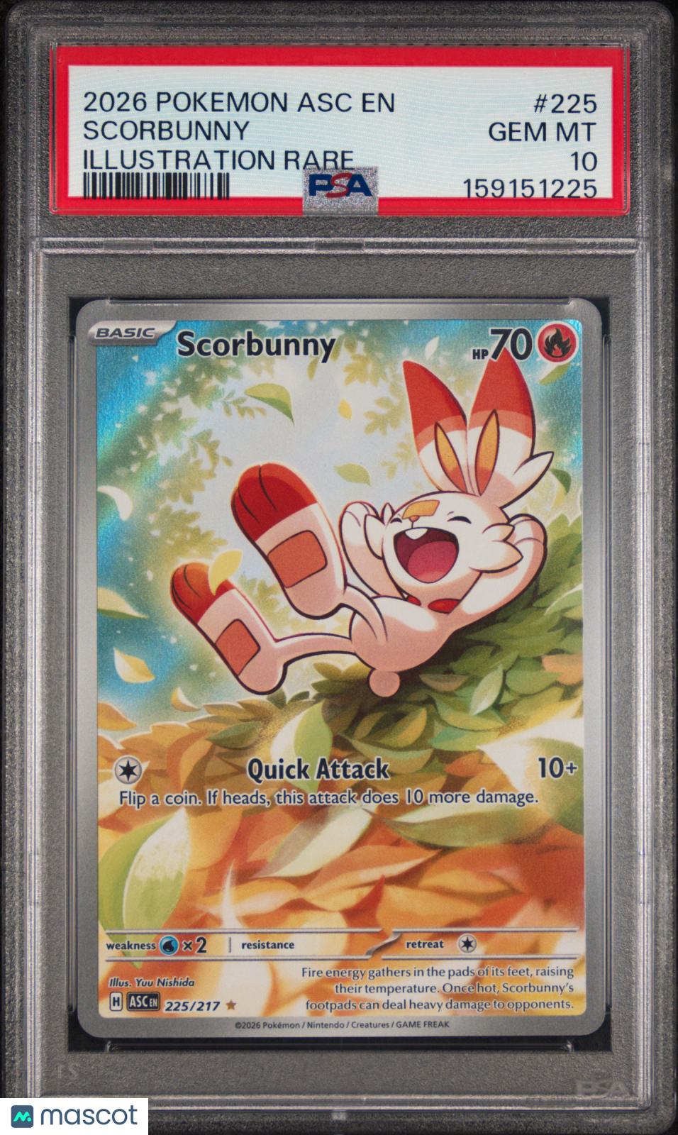 2026 Pokemon Asc EN-Ascended Heroes Scorbunny Illustration Rare PSA 10 #225