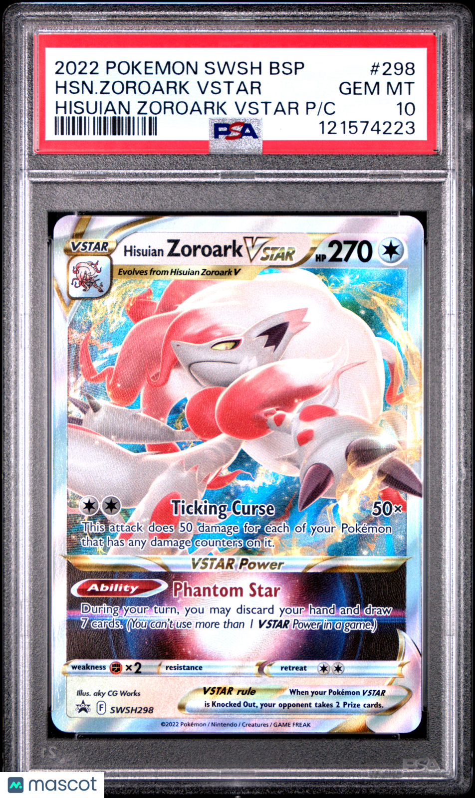2022 Pokemon Swsh Promo HSN. Zoroark VSTAR Hisuian Zoroark VSTAR P/C PSA 10 #298