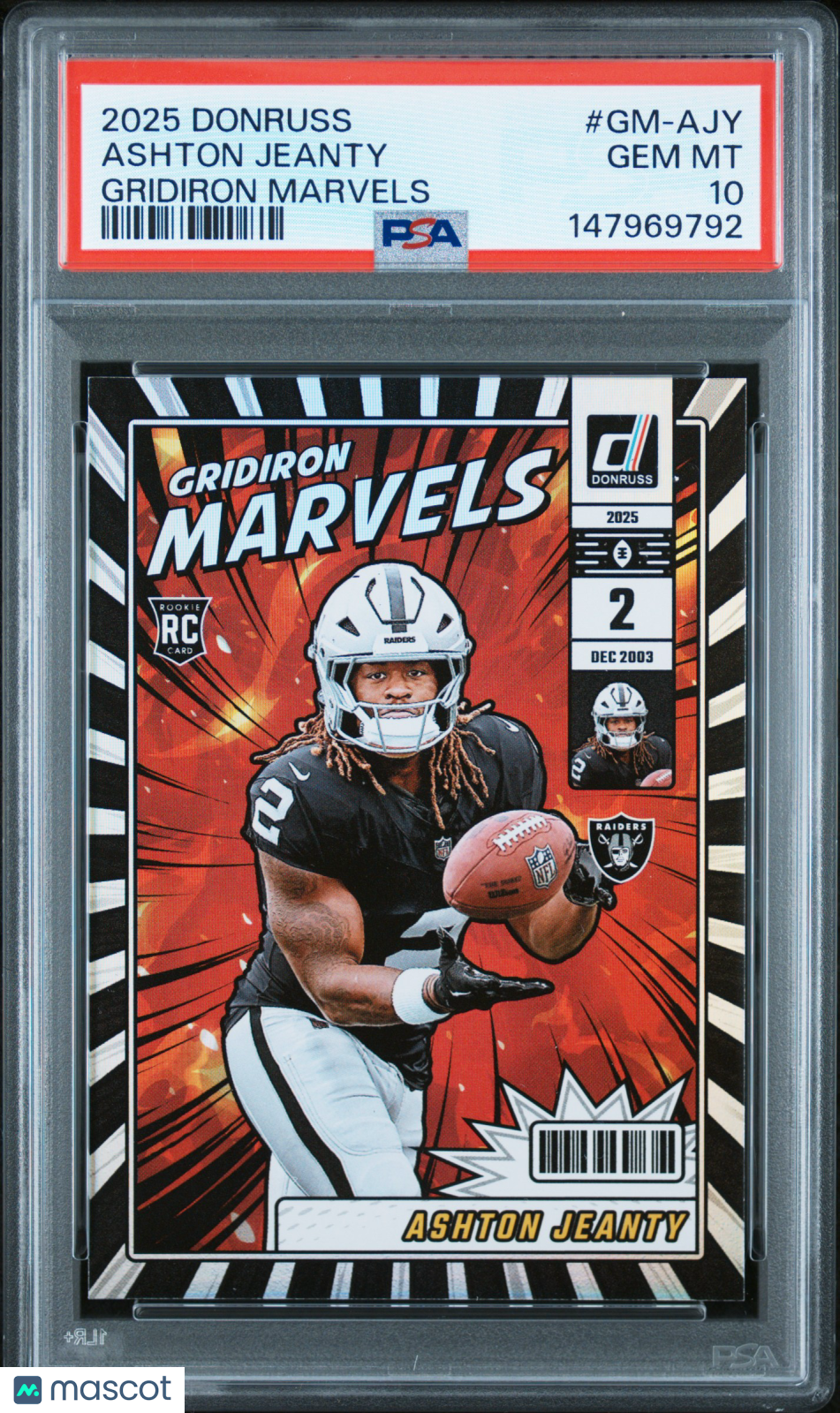 Ashton Jeanty 2025 Panini Donruss Gridiron Marvels #GM-AJY PSA 10