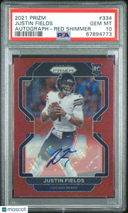 Justin Fields 2021 Panini Prizm #334 Autograph Red Shimmer PSA 10
