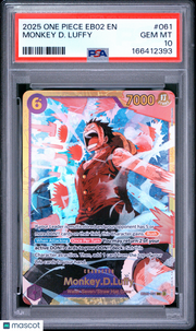 2025 One Piece Eb02-Extra Booster -Anime 25th Collection- Monkey D. Luffy PSA 10 #061