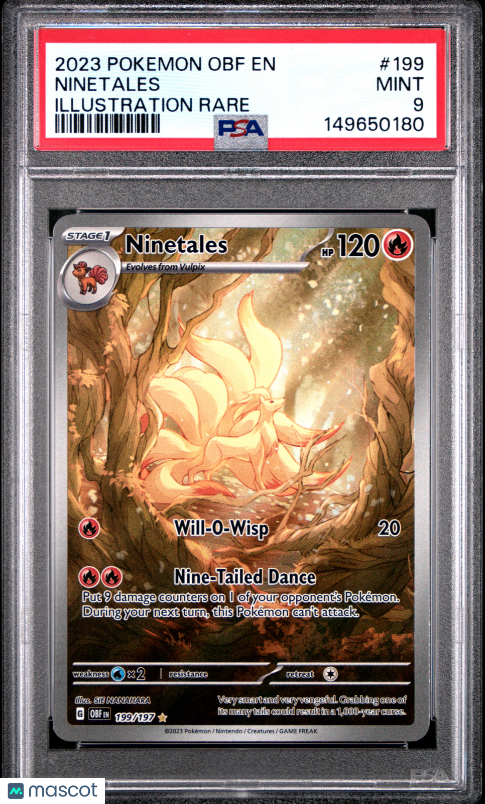 2023 Pokemon Obf EN-Obsidian Flames Ninetales Illustration Rare PSA 9 #199