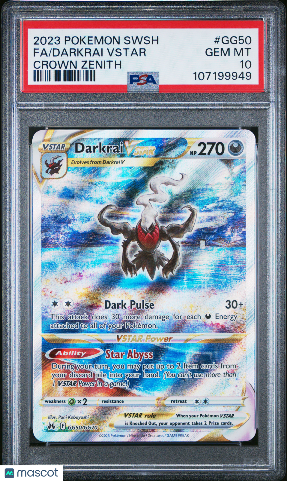 2023 Pokemon Sword And Shield Crown Zenith Darkrai VSTAR Crown Zenith Fa PSA 10 #GG50