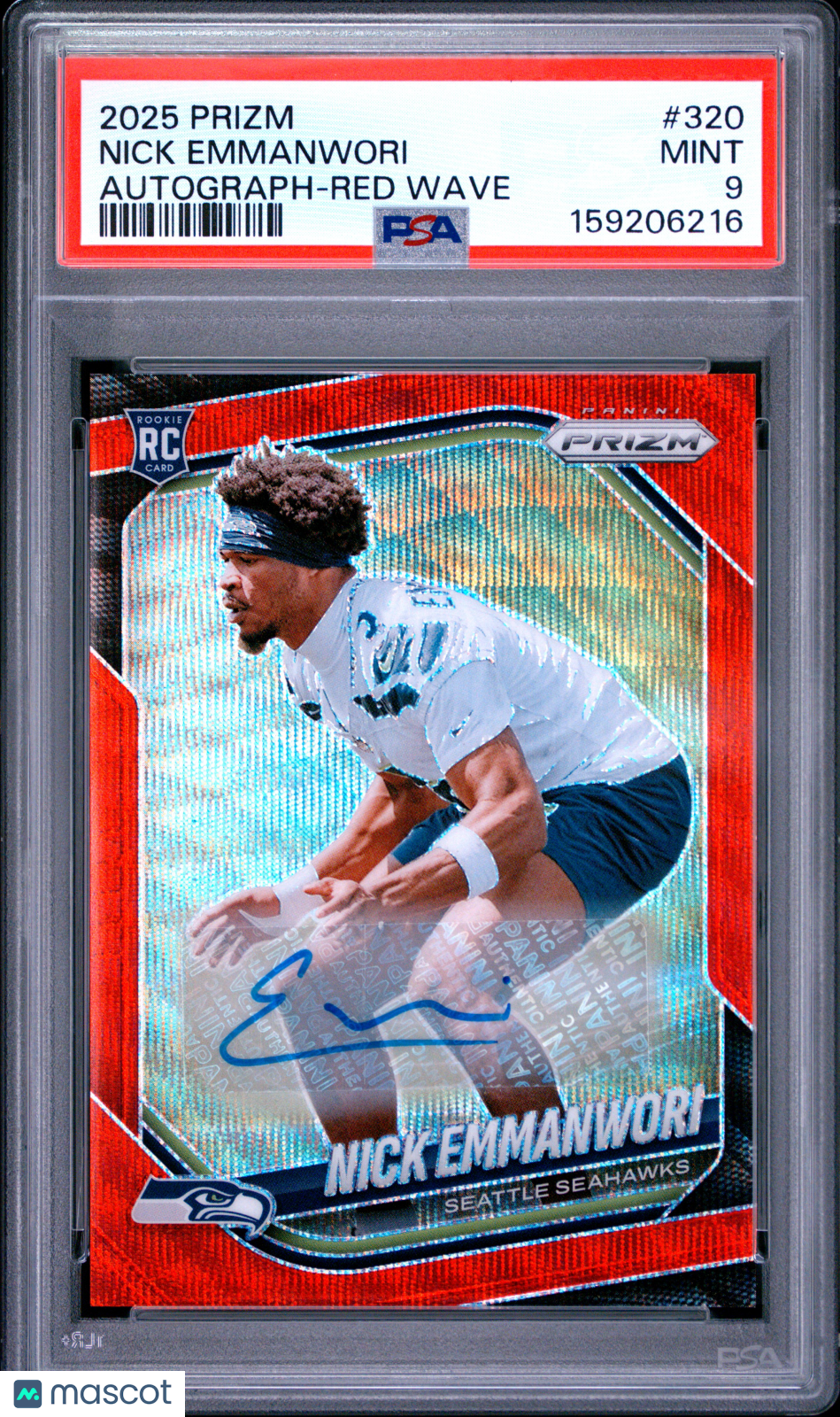 Nick Emmanwori 2025 Panini Prizm #320 Autograph Red Wave PSA 9