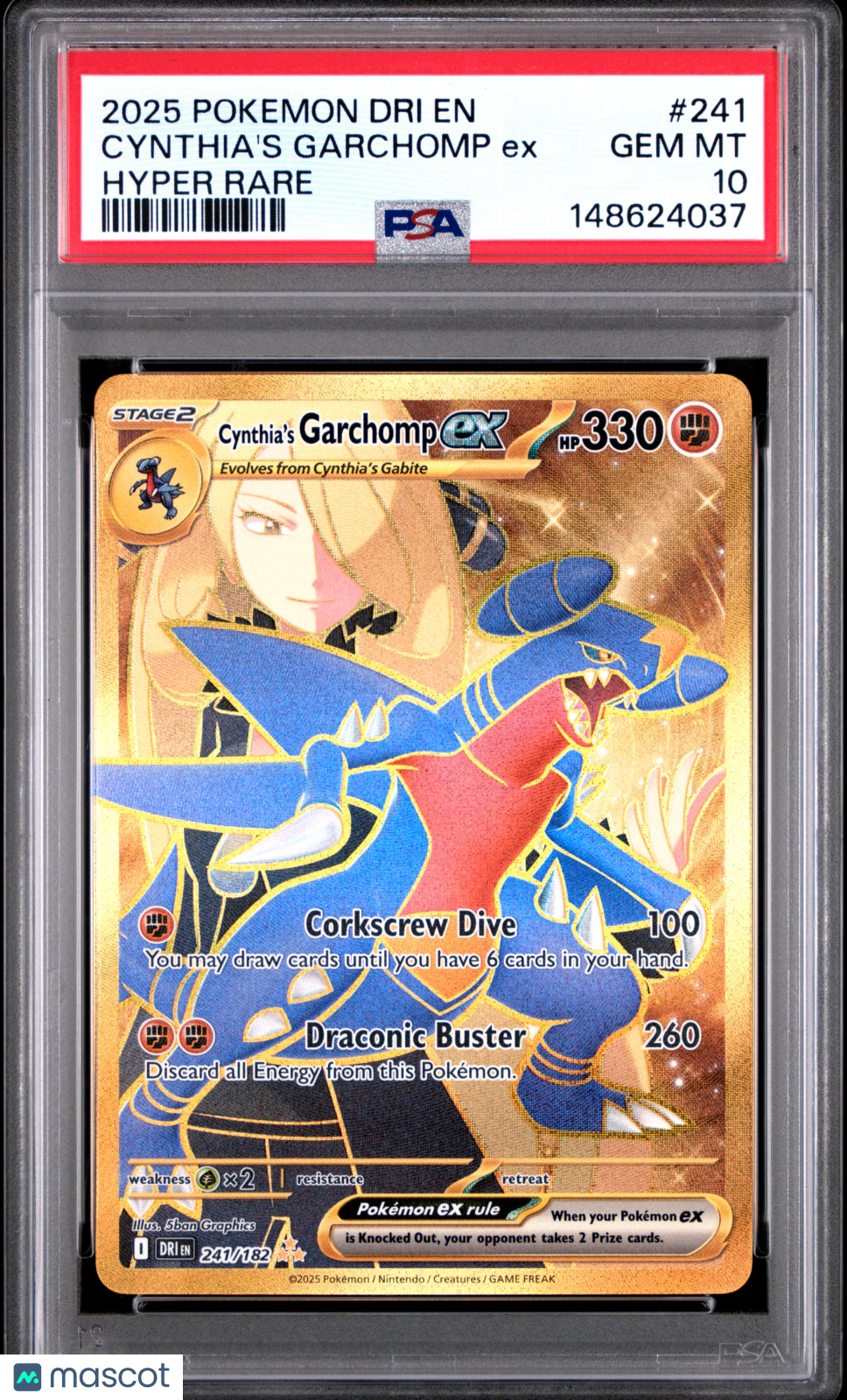 2025 Pokemon Dri EN-Destined Rivals Cynthia's Garchomp EX Hyper Rare PSA 10 #241