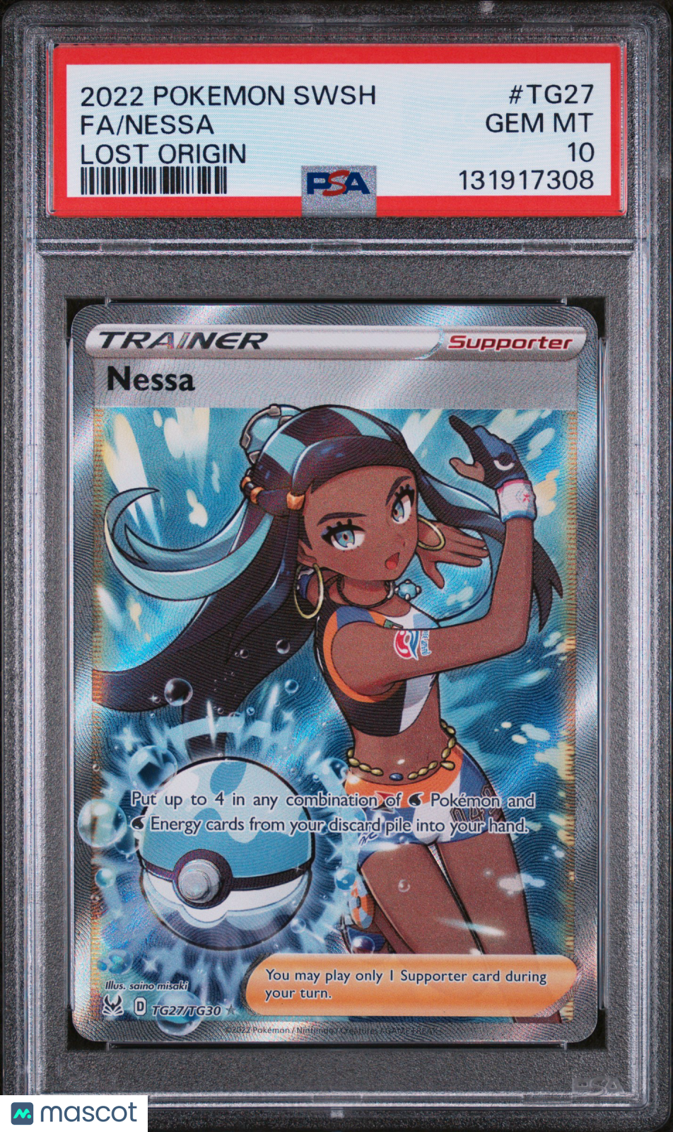 2022 Pokemon Sword & Shield Lost Origin Nessa Fa Lost Origin PSA 10 #TG27