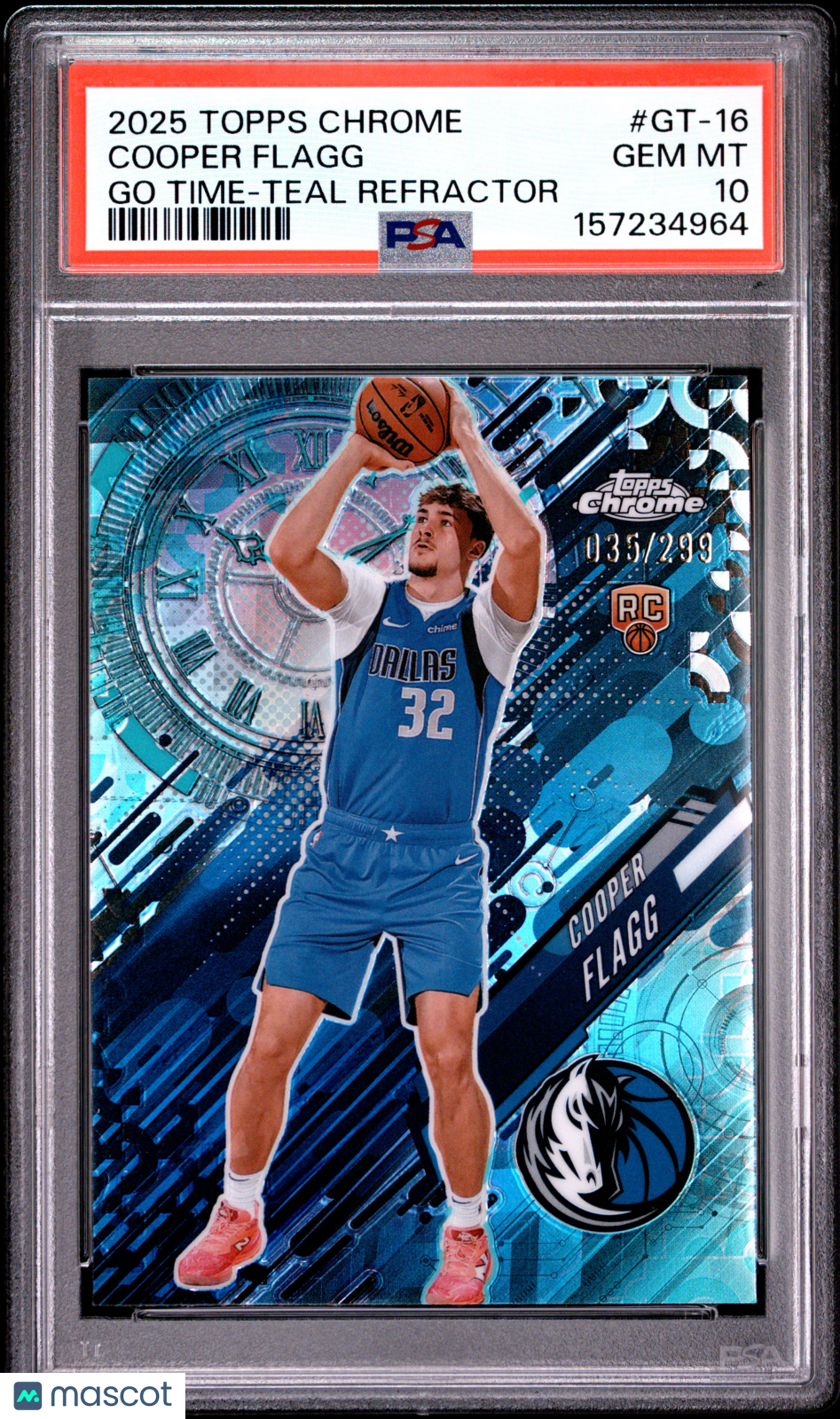 Cooper Flagg 2025 Topps Chrome Go Time #GT-16 Teal Refractor /299 PSA 10
