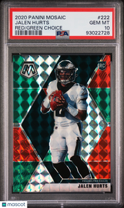 Jalen Hurts 2020 Panini Mosaic #222 Red Green Choice PSA 10
