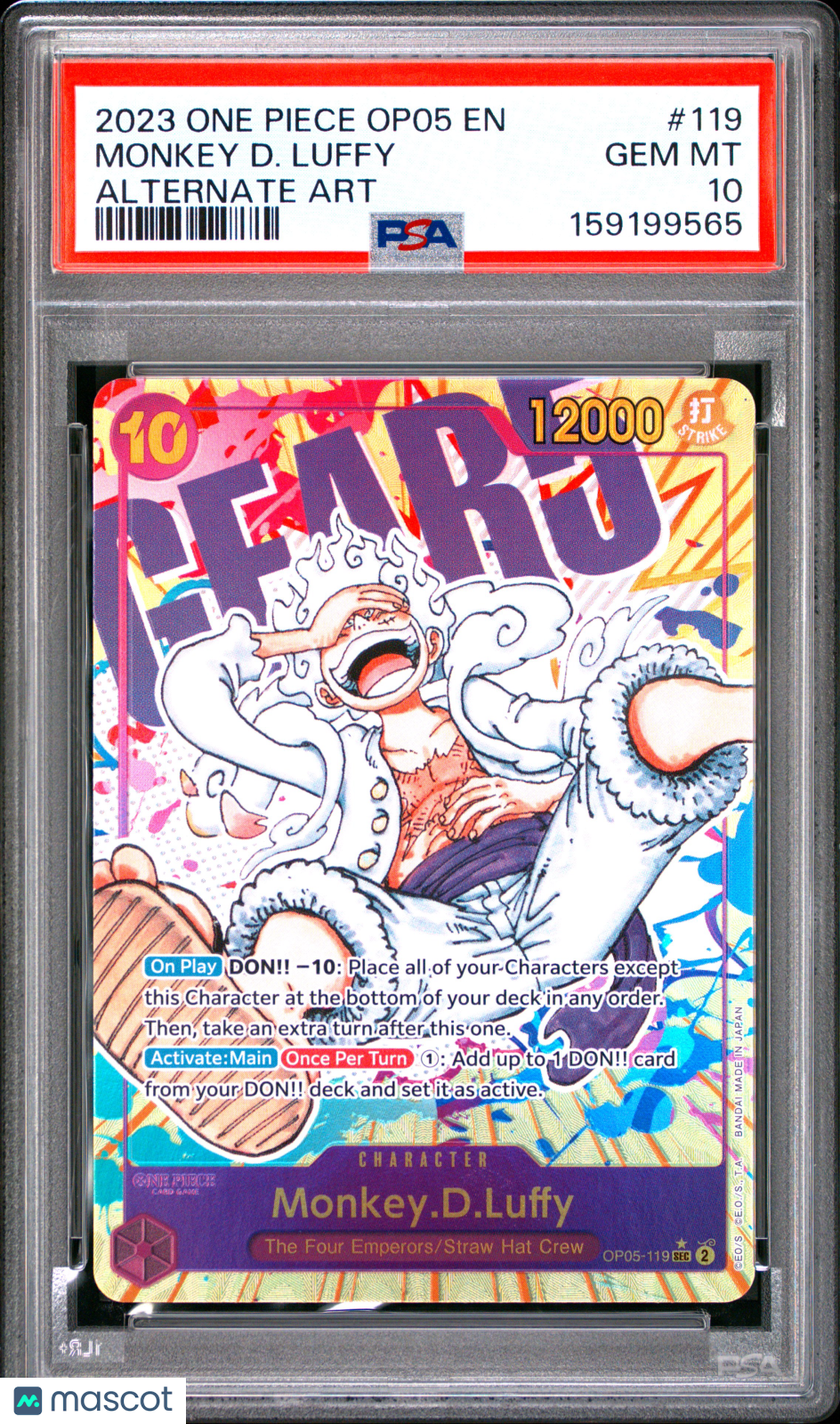 2023 One Piece Op05-Awakening Of The New Era Monkey D. Luffy Alternate Art PSA 10 #119