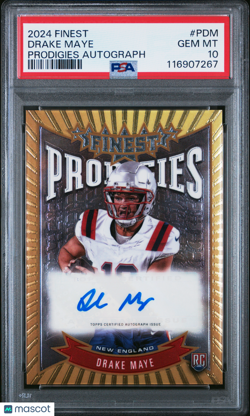 Drake Maye 2024 Topps Finest Prodigies Autographs #PDM PSA 10