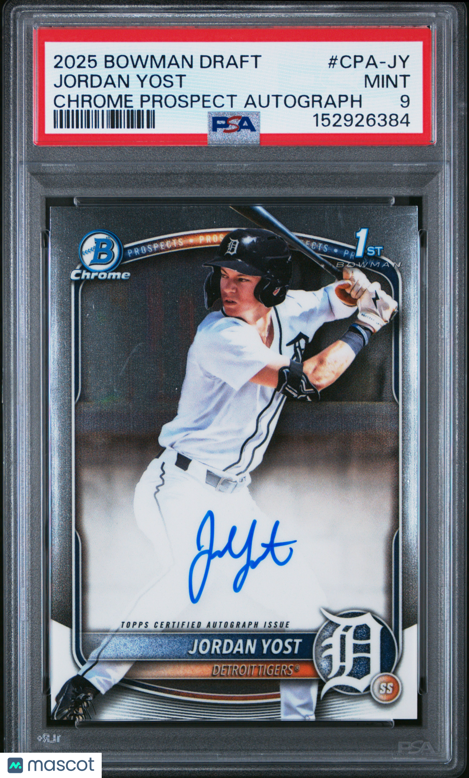 Jordan Yost 2025 Bowman Draft Chrome Prospect 1st Auto #CPA-JY PSA 9