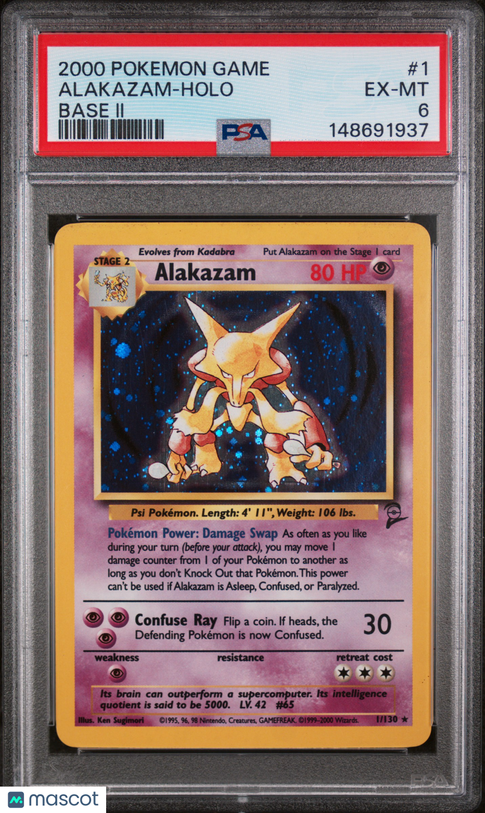 2000 Pokemon Game Base II Alakazam Holo Base II PSA 6 #1
