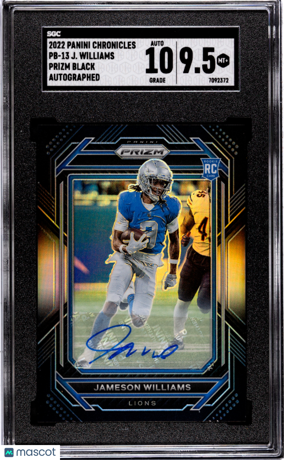 Jameson Williams 2022 Panini Chronicles #PB-13 Prizm Black Autograph SGC 9.5 Auto 10