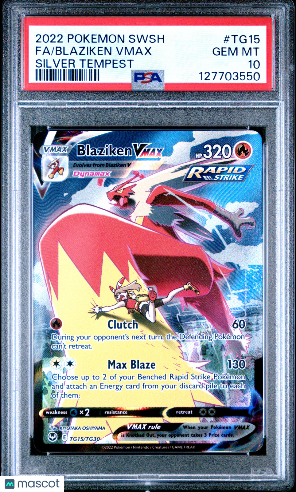 2022 Pokemon Sword & Shield Silver Tempest Blaziken VMAX Silver Tempest Fa PSA 10 #TG15