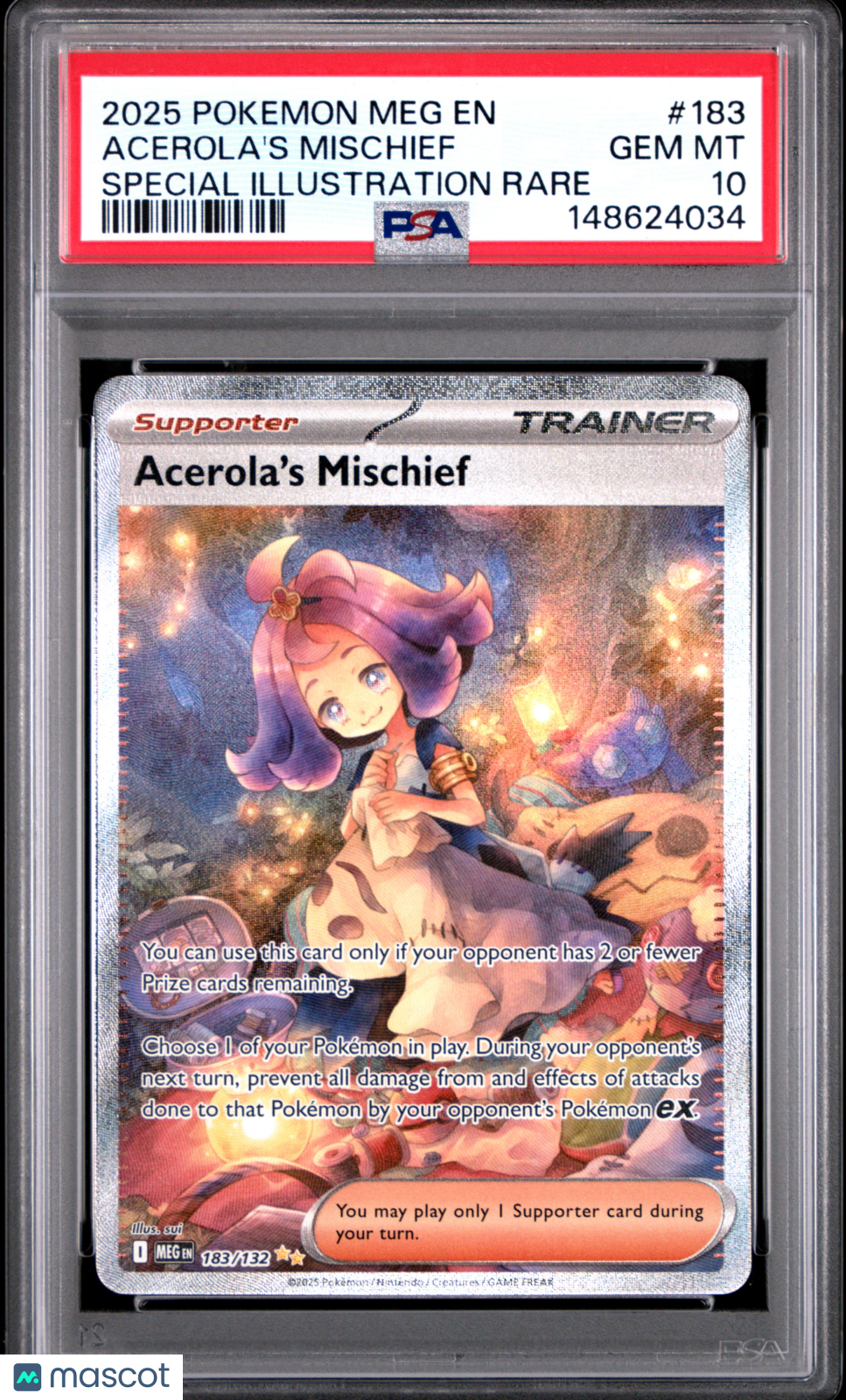 Pokemon Mega Evolution Acerola's Mischief Special Illustration Rare PSA 10 #183